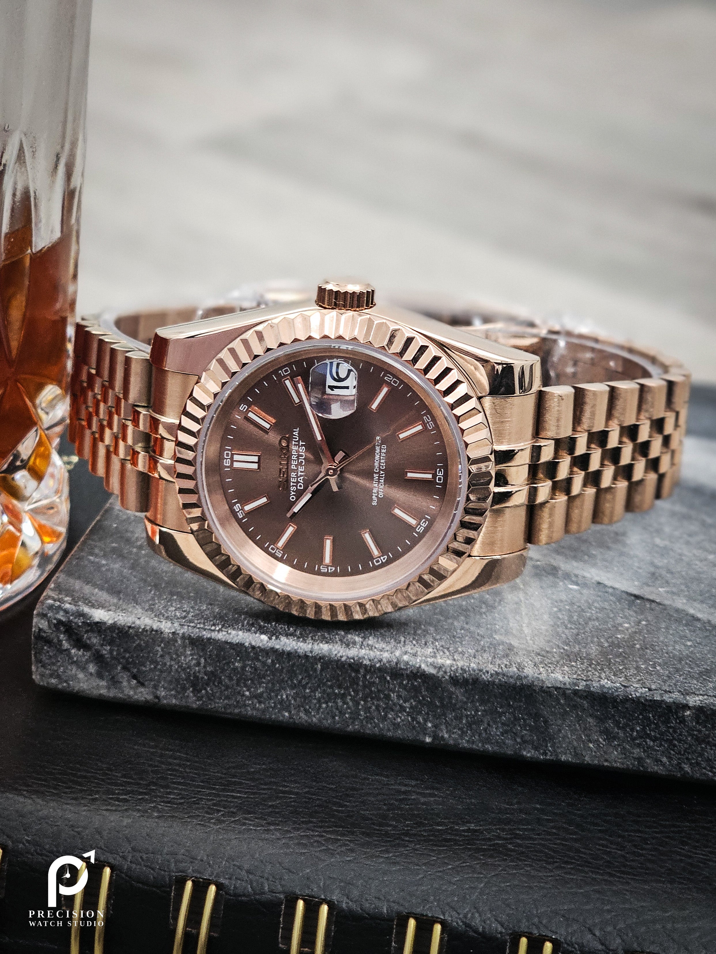 Date J Fluted - Chocolat Rose Gold
