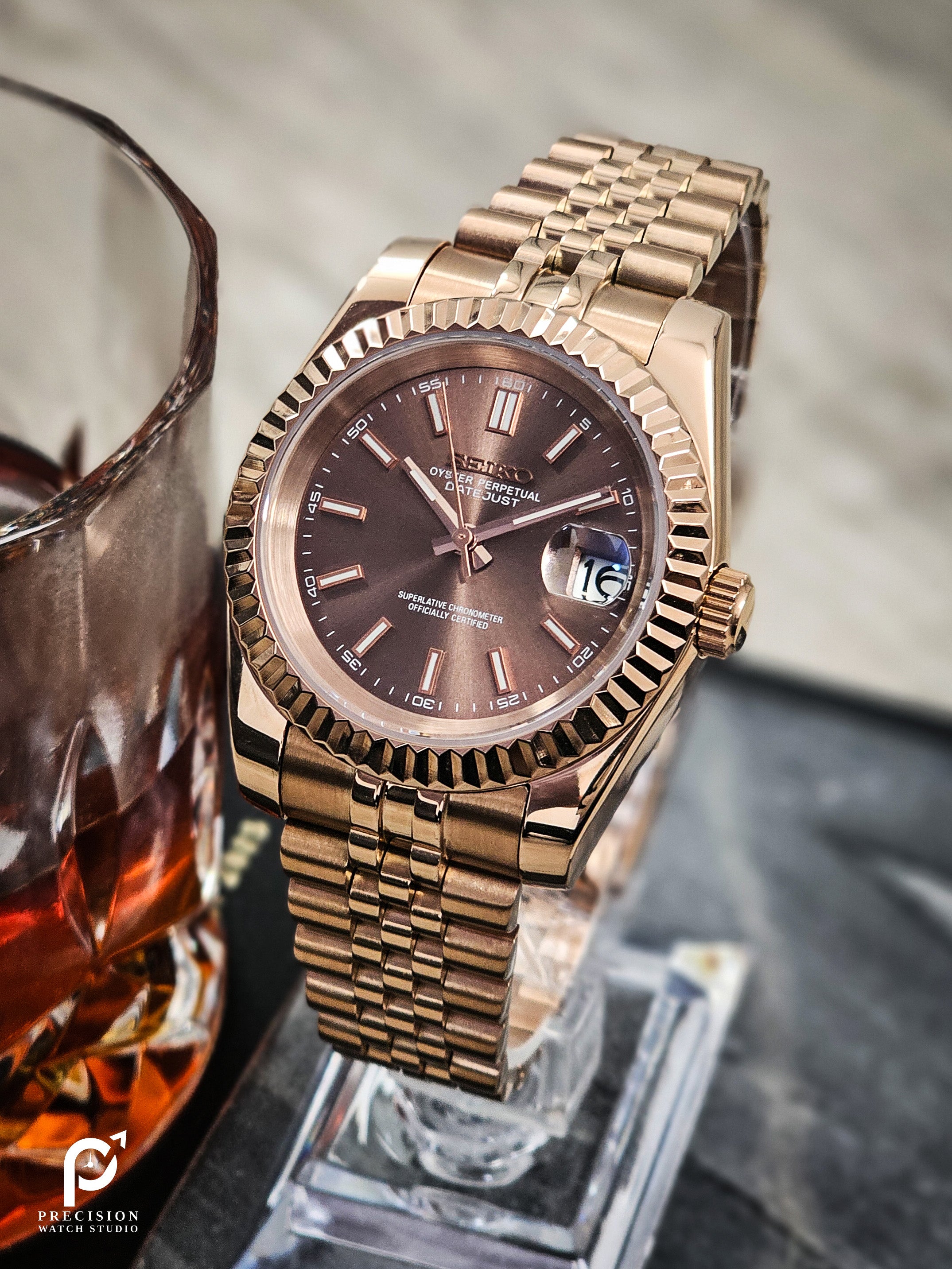Date J Fluted - Chocolat Rose Gold