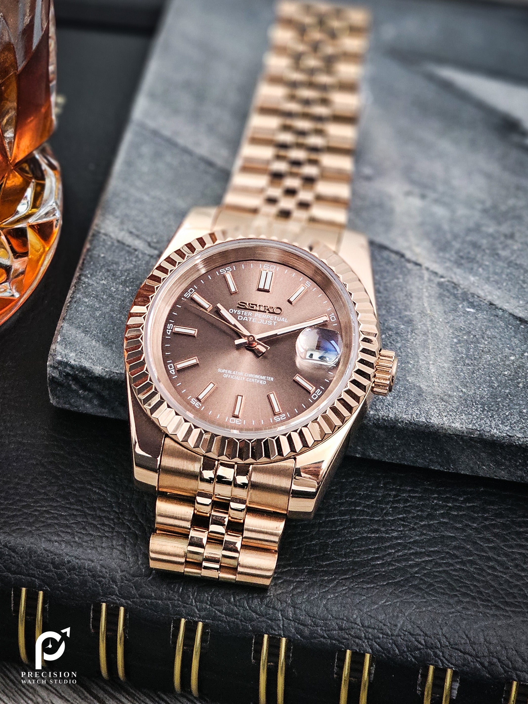 Date J Fluted - Chocolat Rose Gold