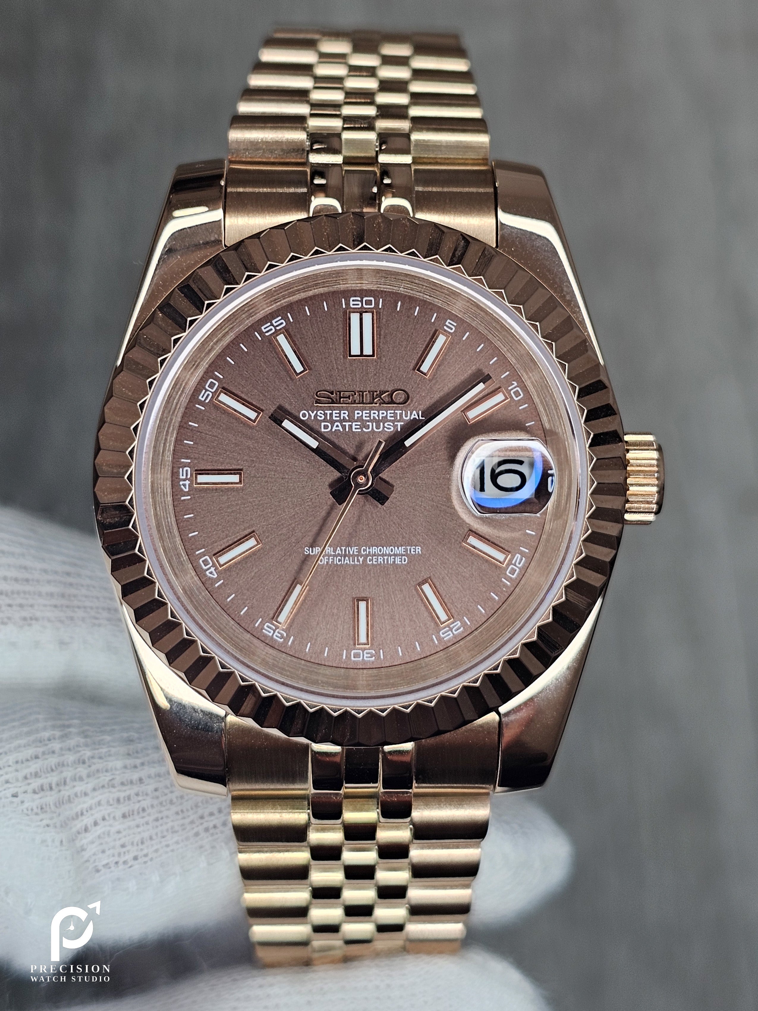 Date J Fluted - Chocolat Rose Gold