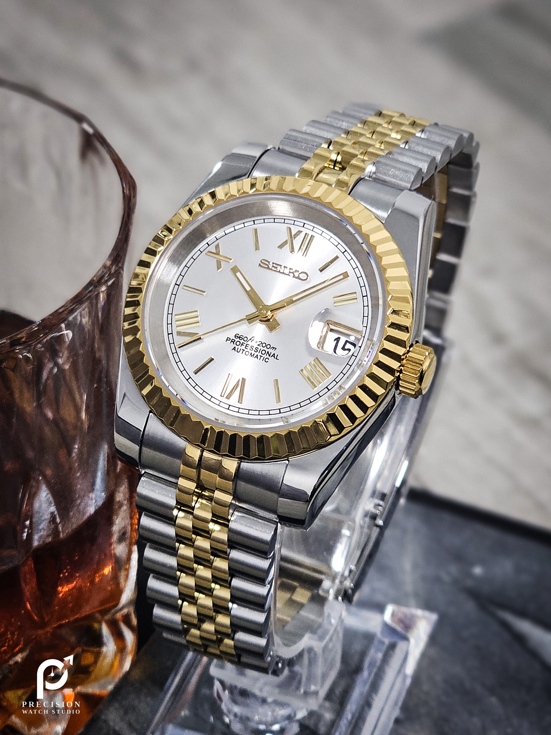 Date J Fluted - Roman Two-tone Bright