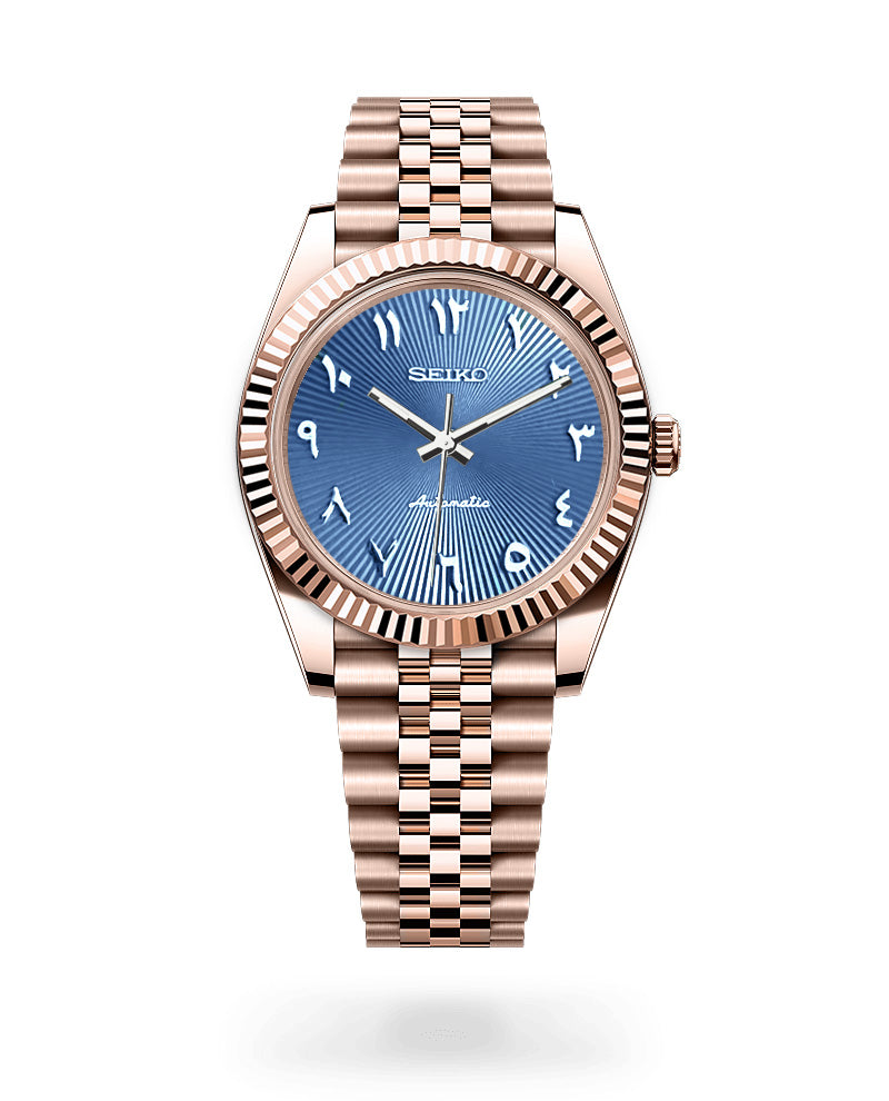 Date J Fluted - Arabic Sea Blue with Rose Gold