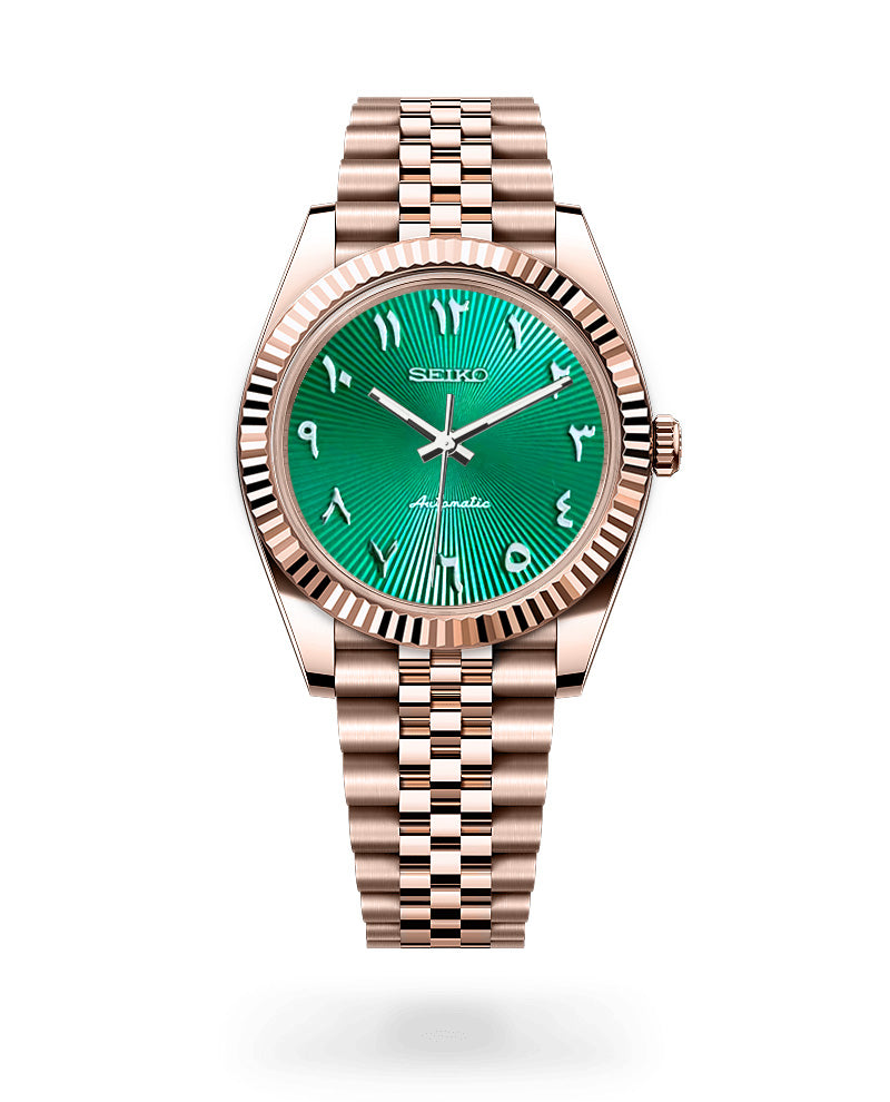 Date J Fluted - Arabic Deep Green with Rose Gold