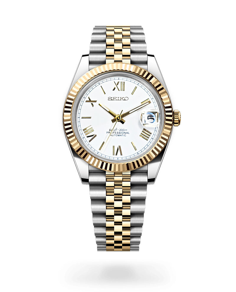 Date J Fluted - Roman Two-tone Bright