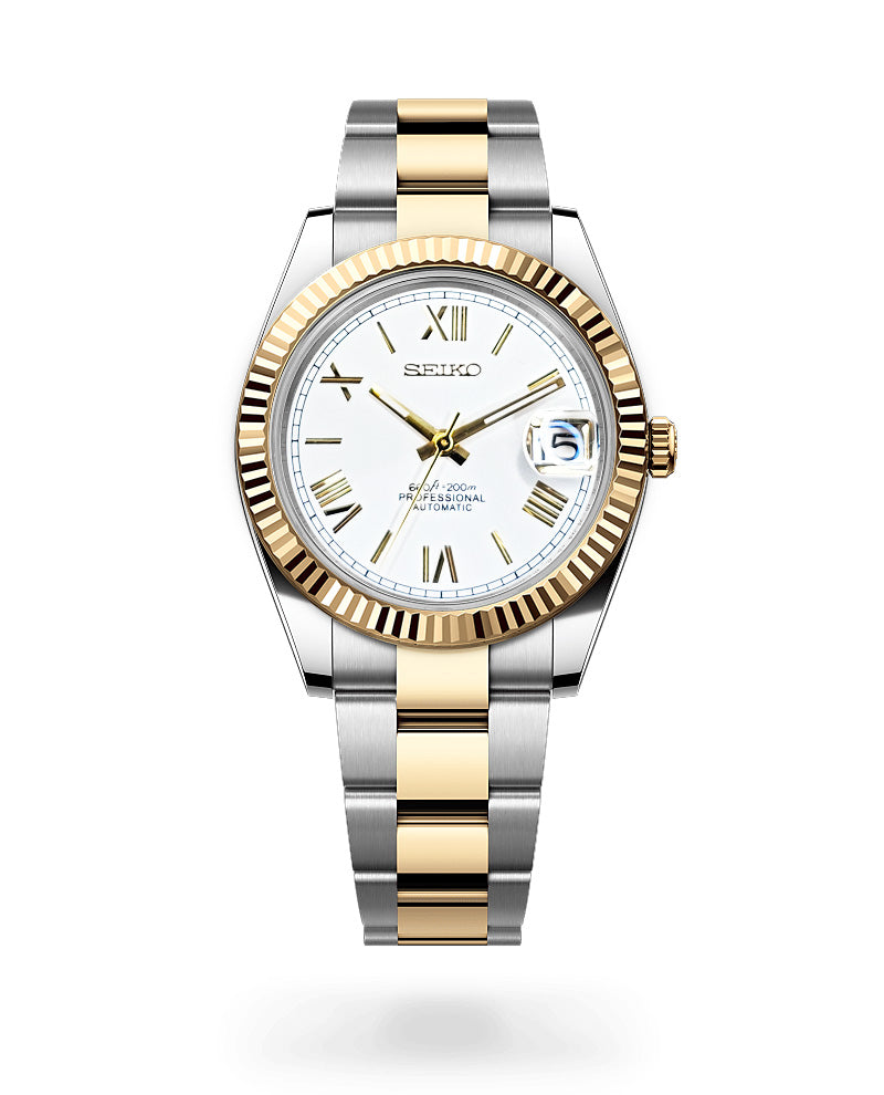 Date J Fluted - Roman Two-tone Bright