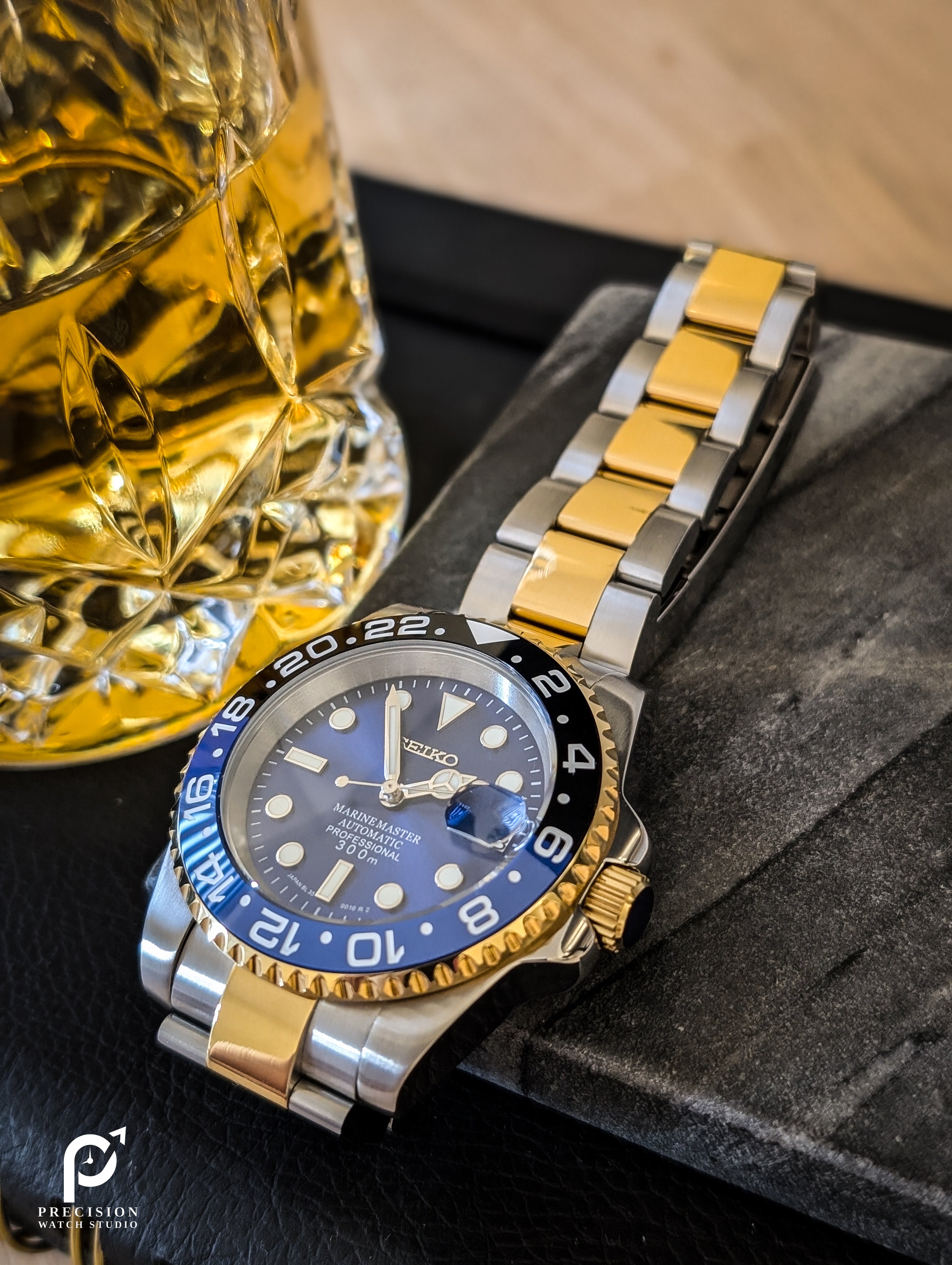 Gold Submariner Rolex Batman Sub Style 24H Blue Batman With Two