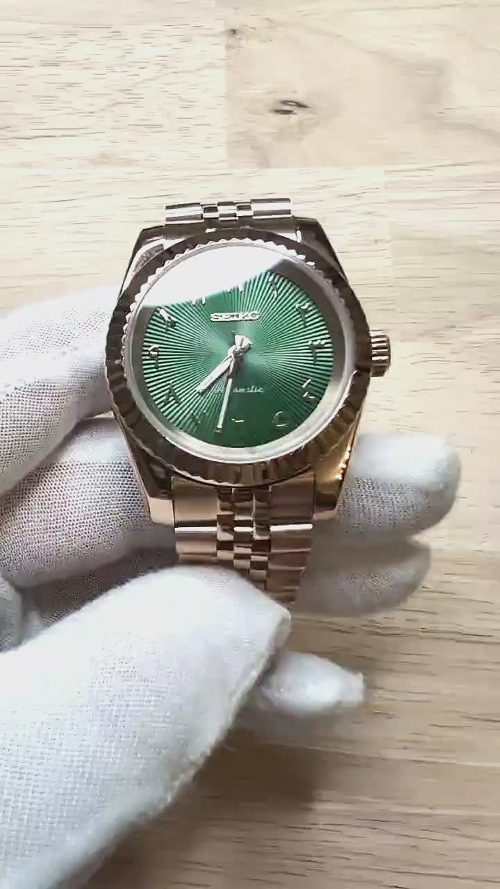 Date J Fluted - Arabic Deep Green with Rose Gold